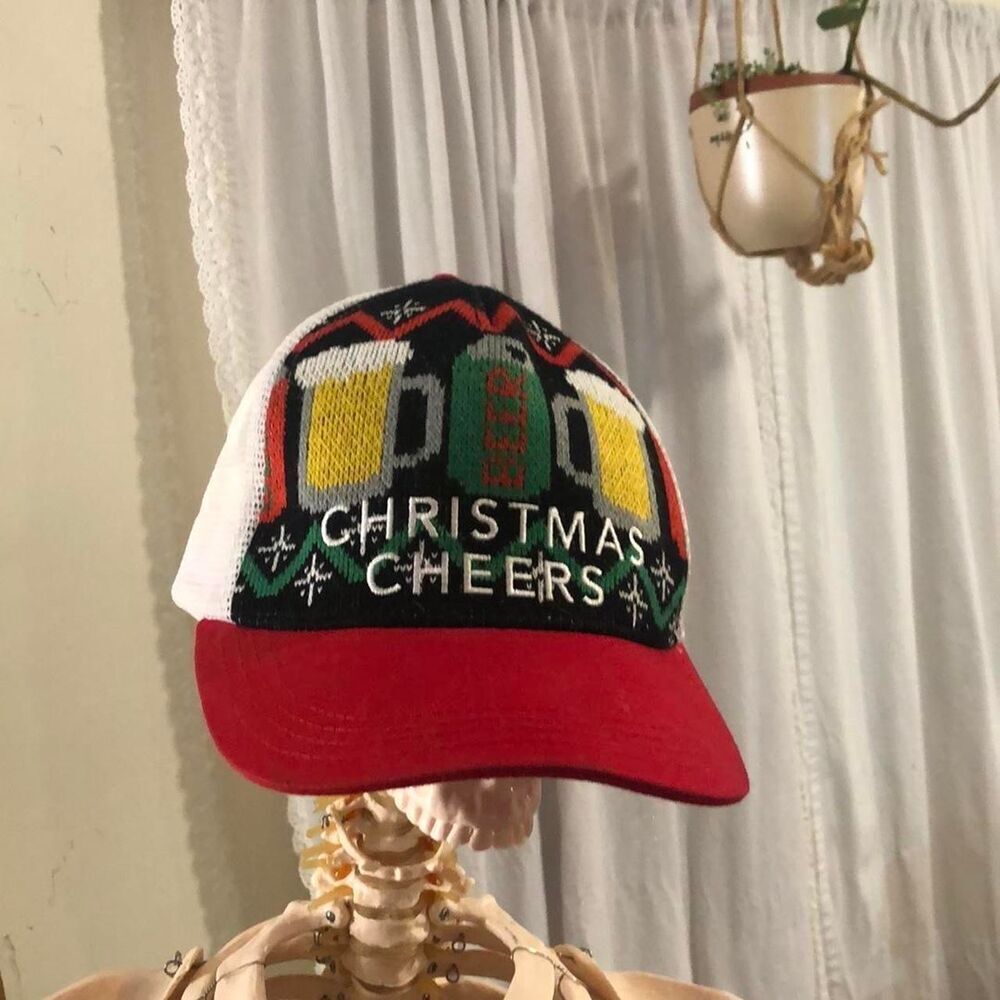 VNT Christmas Cheer w Beer Embroidered ugly christmas sweater party trucker hat